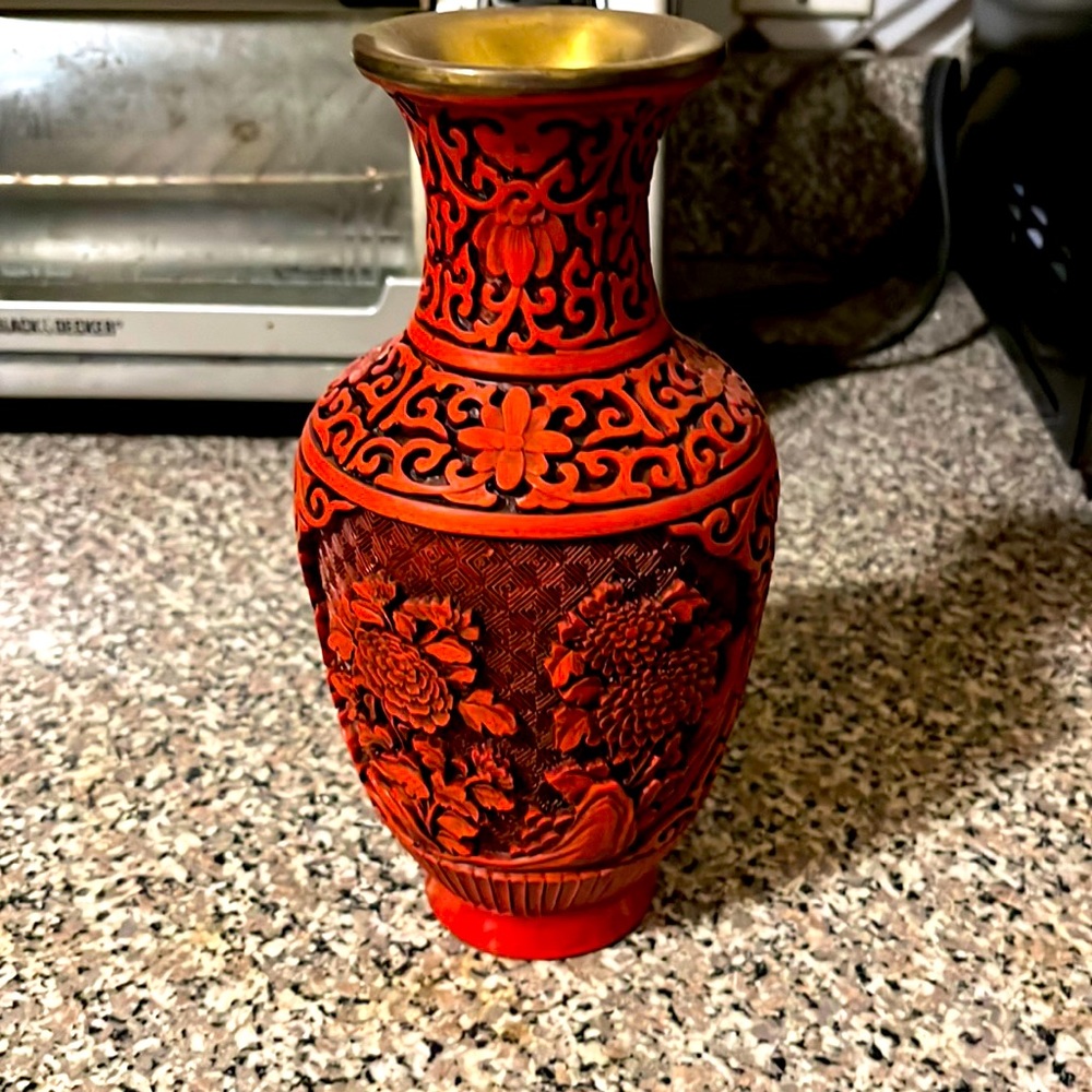 Very rare vase copper and wood handmade